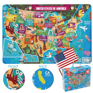 Kids Puzzle Toy Puzzles For Kids Ages 48 Usa Map Floor Puzzle Raising Children Recognition Promotes Handeye Coordinatio 46Pc