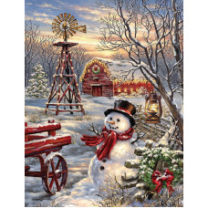 Springbok Winter Windmill 500 Piece Jigsaw Puzzle For Adults Featuring Snowman And Red Barn Winter Scene Made In The Usa With