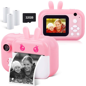 Minibear Instant Camera For Kids Digital Camera For Girls Toddler Camera With Print Paper 40Mp Kids Video Camera Child Selfie C