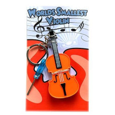 MunnyGrubbers - World's Smallest Violin Toy Keychain Playable with Music - Mini Tiny Violin Keychain with Sound - Boohoo, Send Your Condolences - Meme - Novelty - Funny - Joke - Gift - (WSV-V1-1P)
