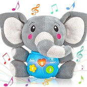 Aitbay Plush Elephant Music Baby Toys 0 3 6 9 12 Months, Cute Stuffed Aminal Light Up Baby Toys Newborn Baby Musical Toys For Infant Babies Boys & Girls Toddlers 0 To 36 Months (Gray)