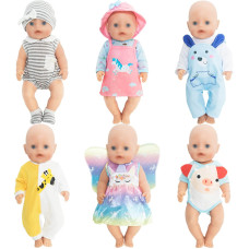 Sotogo 6 Sets Doll Clothes Outfits For 14 To 17 Inch New Born Baby Doll 15 Inch Baby Doll And American 18 Inch Doll Clothes And