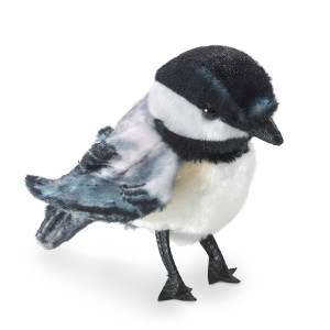 Folkmanis Mini Chickadee Finger Puppet White Blackgray