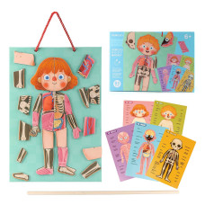 Human Body Puzzle For Kids Toddlers 90Pcs Magnetic Boy Girl Anatomy Play Set Body Parts Organs Muscles Skeleton And Bones Wooden