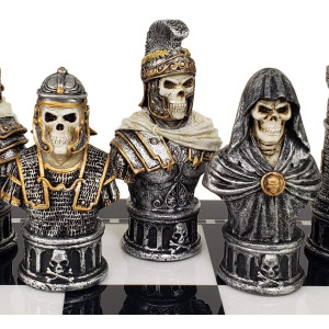 Medieval Times Skull Busts Gothic Fantasy Skeleton Chess Men Set No Board