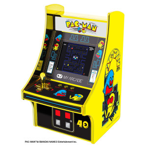 My Arcade Pacman 40Th Anniversary Micro Player Fully Playable 675 Inch Collectible Full Color Gold Plated Battery Or Micr