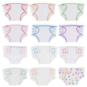 Dxhycc 12 Pack Doll Diapers Doll Underwear For 1418 Inch Baby Dolls And Other Similar Dolls