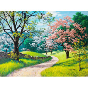 Axearte 1000 Pieces Puzzles For Adults Spring Road Oil Painting Jigsaw Puzzles Entertainment Wooden Puzzles Toys Artwork Diy