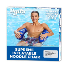 Aqua Deluxe Inflatable Pool Noodle Chair Soft Mesh Slingfloating Chair Noodle Float Blue Pineapple Hibiscus