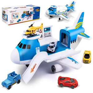 Airplane Toy With Car Toy Helicopter Set Take Apart Plane Toy For Boy Girl Toddler Kids Cargo Transport Paw Patrol Age 2 3 4 5