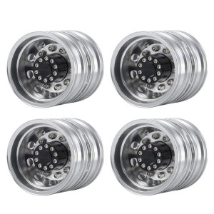 Quet 4Pcs Aluminum Rear Wheel Hubs Rims For 114 Tamiya Tractor Climbing Trailer Rc Car Upgrade Parts