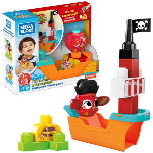 Mega Bloks Peek A Blocks Pirate Ship Building Toys For Toddlers 11 Pieces