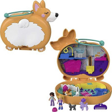 Polly Pocket Corgi Cuddles Compact With Pet Hotel Theme Micro Polly Shani Dolls 2 Dog Figures Poodle With Hair Husky Fun