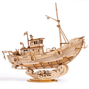 Rowood 3D Wooden Puzzle For Adults Family Puzzles Watercraft Ship Room Decor Gifts For Women And Men Fishing Ship