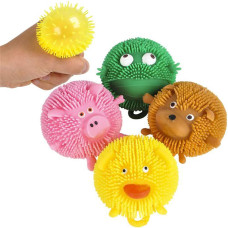 The Dreidel Company Puffer Animal Balls Colorful Wee Critter Puffs Squishy Set Stress Relief Calming Toy 4Pack