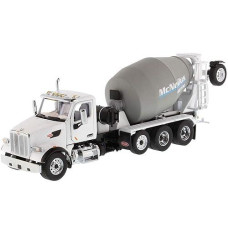 Peterbilt 567 With Mcneilus Bridgemaster Mixer White And Gray 1/50 Diecast Model By Diecast Masters 71074