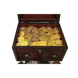 100 Toy Metal Shiny Gold Pirate Coins With Treasure Chest