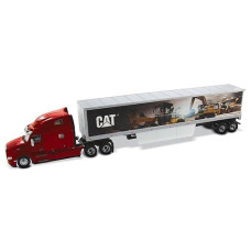 Diecast Masters Peterbilt 579 Ultraloft Tractor With Cat Mural Trailer | Transport Series Cat Trucks & Construction Equipment | 1:50 Scale Model Diecast Collectible Model 85665