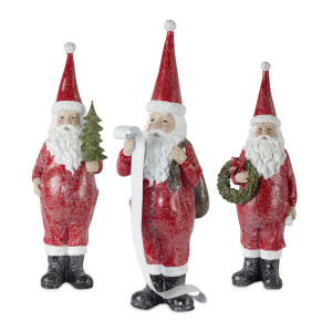 Melrose Santa Christmas Tabletop Figurines, Set Of 3, Resin
