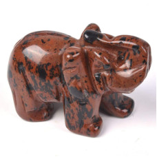 Justinstones Carved Natural Mahogany Obsidian Gemstone Elephant Healing Guardian Statue Figurine Crafts 2 Inch