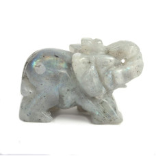 Justinstones Carved Natural Labradorite Gemstone Elephant Healing Guardian Statue Figurine Crafts 2 Inch