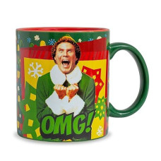 Elf "Omg! Santa'S Coming!" Ceramic Mug | Bpa-Free Coffee Cup For Espresso, Tea | Holds 20 Ounces