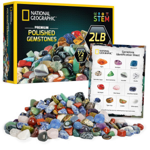 National Geographic Premium Polished Stones 2 Pounds Of 12Inch Tumbled Stones And Crystals Bulk 4500 Carats Rock And Mine