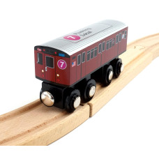 Munipals New York City Subway Wooden Railway Nostalgia Series Redbird 7 Trainflushing Localchild Safe And Tested Wood Toy Tr