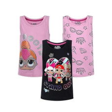 L.O.L. Surprise! Girls 3 Pack Tank Tops For Little And Big Kids Black