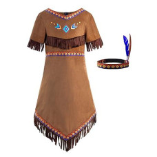 Relibeauty Girls Native Costume Kids Dress Outfit,10-12/150