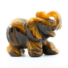 Gemstone Tiger Eye Elephant Figurines Hand Carved Pocket Statue Healing Crystals Good Luck For Home Decor 15 Inches