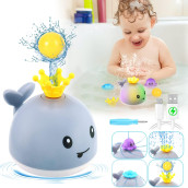 Gigilli Baby Bath Toys, Baby Toys Whale, Light Up Bath Toys, 4 Modes Whale Bath Toy Sprinkler Bathtub Toys for Toddlers Infant Kids 3+ Years, Spray Water Bath Toy, Pool Bathroom Baby Toy