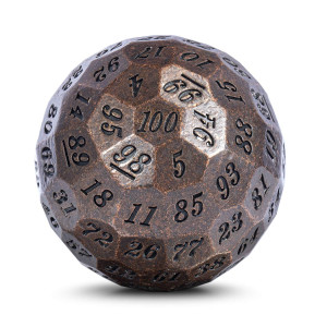 Dndnd Ancient Copper Metal D100 Dice Single 100 Sided 50Mm Polyhedral Dice With Metal Case And Velvet Pouch(Ancient Copper With Black Number)