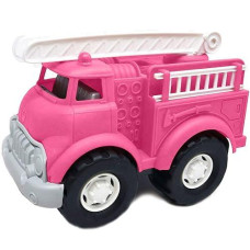Big Plastic Toy Fire Truck For Toddlers Boys And Girls | Pink Fireman Engine Vehicle With Rescue Ladders For Indoor And Outdoor Imaginative Play (Pink)