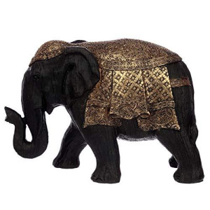 Puckator Ele27 Brushed Black And Gold Large Thai Elephant Figurine