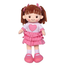 Linzy Toys 16 Little Sweet Hearts Interactive Soft Plush Rag Doll Embroidered Face Removable Clothes 90961