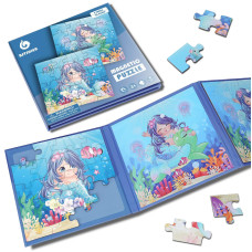 Bst Shier Magnetic Puzzles For Kids Ages 3 4 5 6 Two20 Piece Mermaid Wooden Jigsaw Puzzles Book For Toddlerstravel Games And