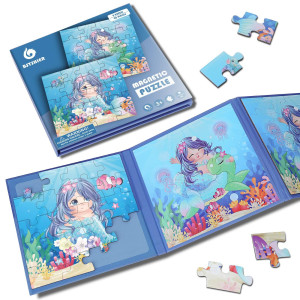 Bst Shier Magnetic Puzzles For Kids Ages 3 4 5 6 Two20 Piece Mermaid Wooden Jigsaw Puzzles Book For Toddlerstravel Games And