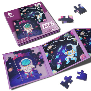 Bst Shier Magnetic Puzzles For Kids Ages 3 4 5 6 Two20 Piece Outer Space Wooden Jigsaw Puzzles Book For Toddlers Travel Games