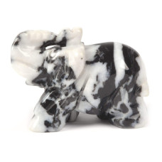 Carved Natural Zebra Jasper Gemstone Elephant Healing Guardian Statue Figurine Crafts 2 Inch