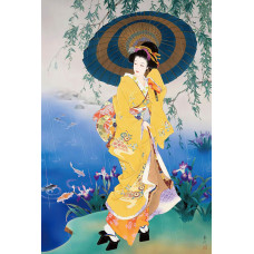 Funnybox Yellow Kimono Beauty Paintings By Haruyo Morita Wooden Jigsaw Puzzles 1000 Piece For Teens And Family