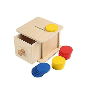 Adena Montessori Infant Toddlers Coin Box Montessori Toys for 6-12 Months Baby (Typical - Drawer Comes Out)