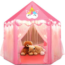 Hollyhi Princess Tent For Girls Kids Play Tent With Star Lights Girl Toys Kids Tent Indoor Or Outdoor Playhouse Toys For Girls