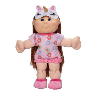 Cabbage Patch Kids Slumber Kid 14 Inch Cpk Doll Removable Fashion And Accessories Unicorn Mask Pajamas Brown Hair Bl