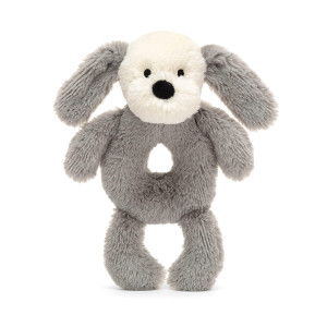 Jellycat Smudge Puppy Soft Plush Baby Toy Ring Rattle