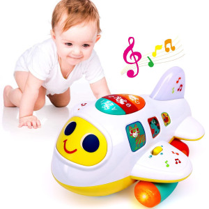 Baby Toy For 1 Years Old Boys Girls Gift Bump & Go Airplane Crawling Baby Toys 12-18 Months Infant Tummy Time Toys With Light & Sound For 6 7 8 9 10 11 12 Month Walking Music First Birhthday Gift Toys