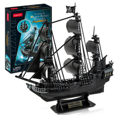 Cubicfun 3D Puzzles For Adults Black Pirate Ship Model Kit Third Generation Upgrade Queen Annes Revenge Sailboat Building Kits