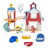 Dino Ranch clubhouse,Large 12-Inch Playset with Lights & Sound,Features Silo with Slide,Bridge,Extendable Room,2 Dino Ranchers,2 Dinos - Toys for Kids - Your Favorite Pre-Westoric Ranchers