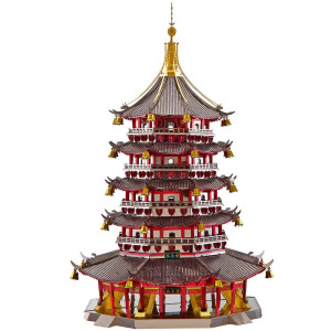 Piececool 3D Metal Puzzle For Adults Juyuan Tower Metal Model Kits Chinese Ancient Architecture Building Puzzles Brain Teaser