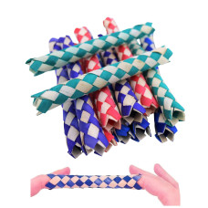 Zugar Land Cool Colorful Classic Bamboo Chinese Finger Traps 5 For Kids And Adults Light Multi Color 12 Pack